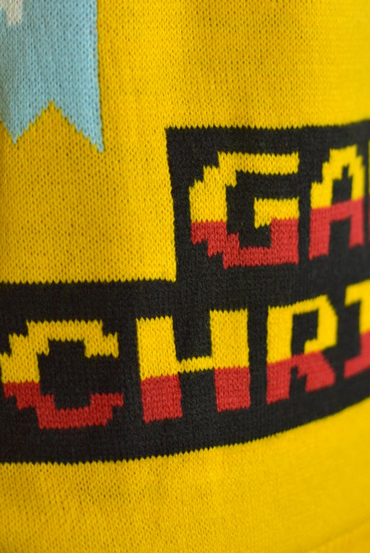 LED light-up Family Christmas Jumper with Santa Gamer Detail Snow