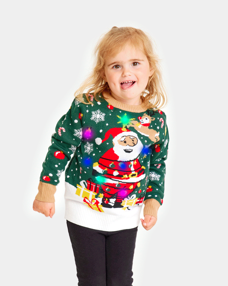LED light-up Family Christmas Santa Claus in a mess Girls
