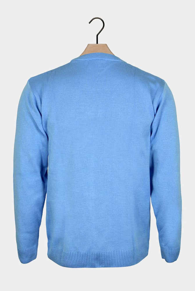 Light Blue Family Christmas Jumper with Penguin Back