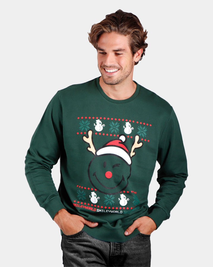 Mens Christmas Sweatshirt Smile