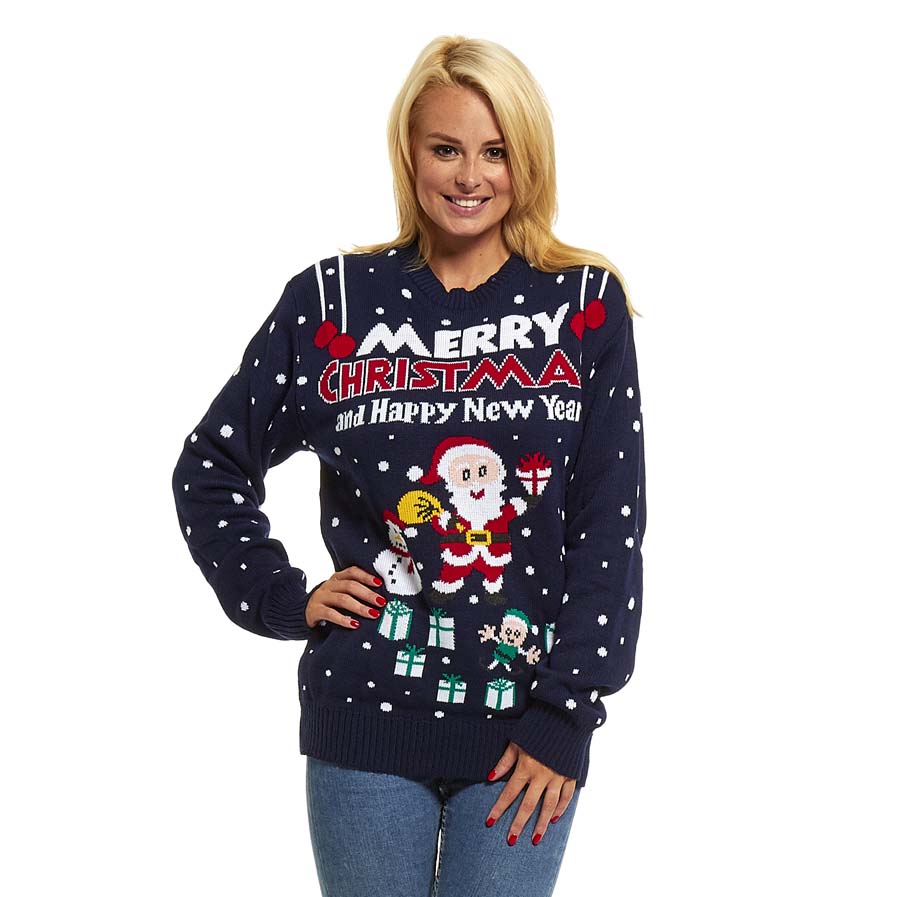 Womens Merry Christmas and Happy New Year Christmas Jumper