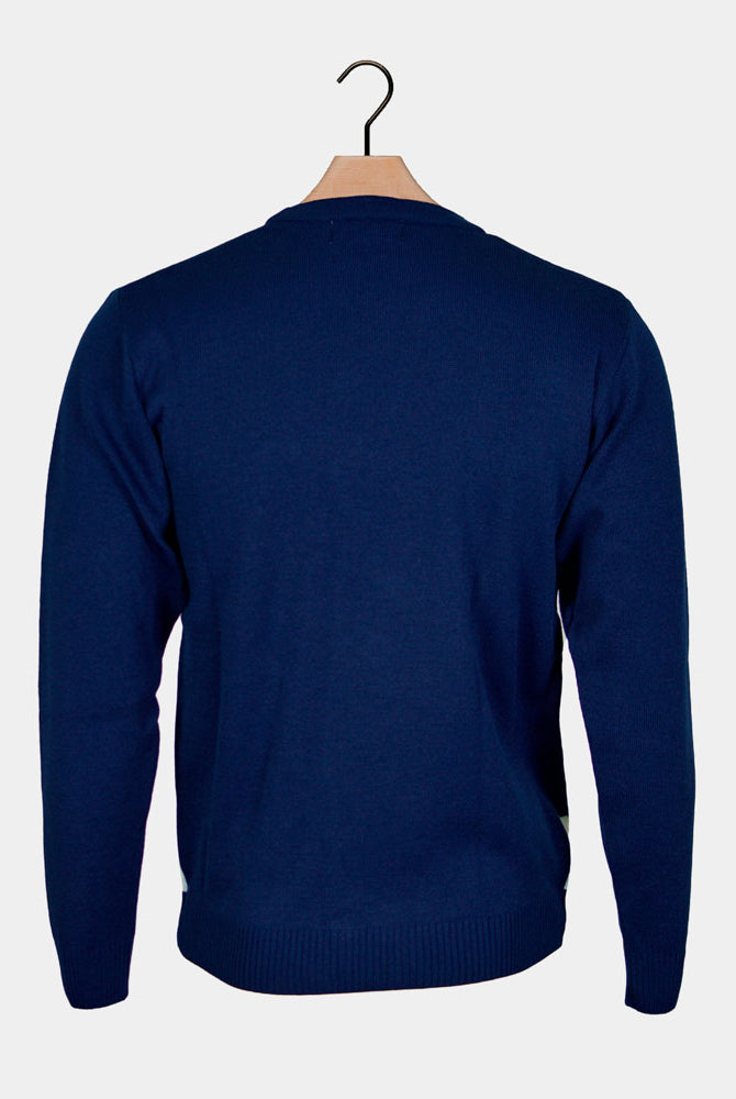 Navy Blue Family Christmas Jumper with Penguin Back