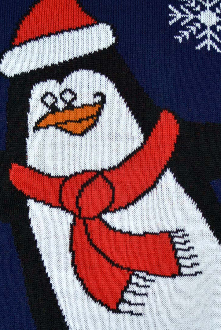 Navy Blue Family Christmas Jumper with Penguin Detail