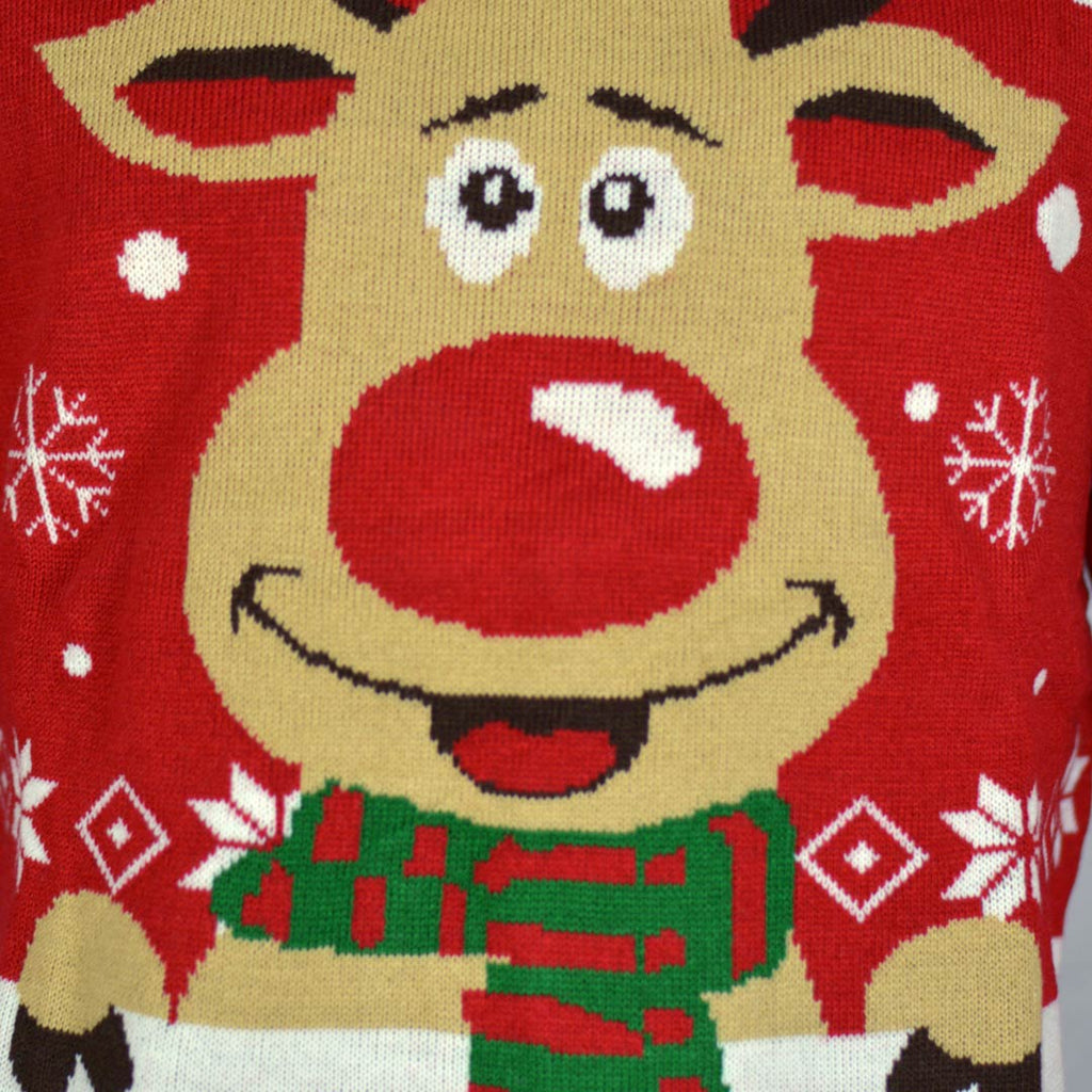 Organic Cotton Christmas Jumper Reindeer with Scarf Detail