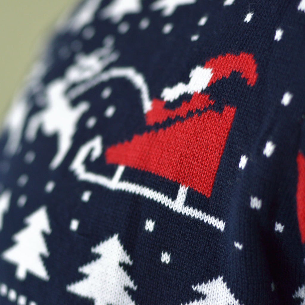 Organic Cotton Christmas Jumper with Trees, Snowmens and Santa Detail