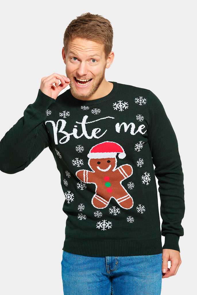 Mens Organic Cotton Family Christmas Jumper Bite Me