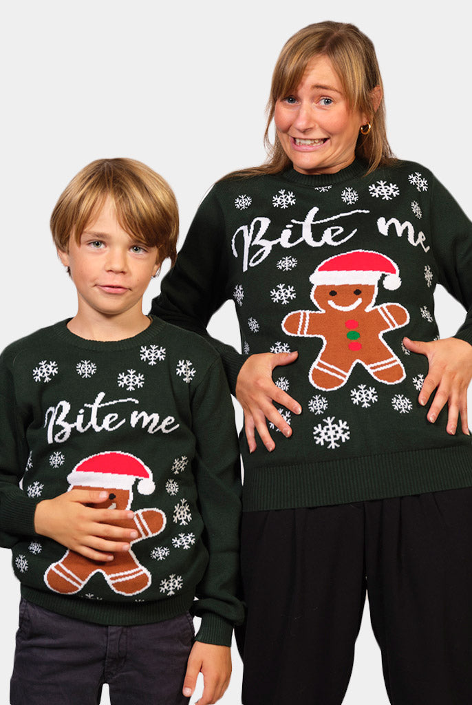 Organic Cotton Family Christmas Jumper Bite Me