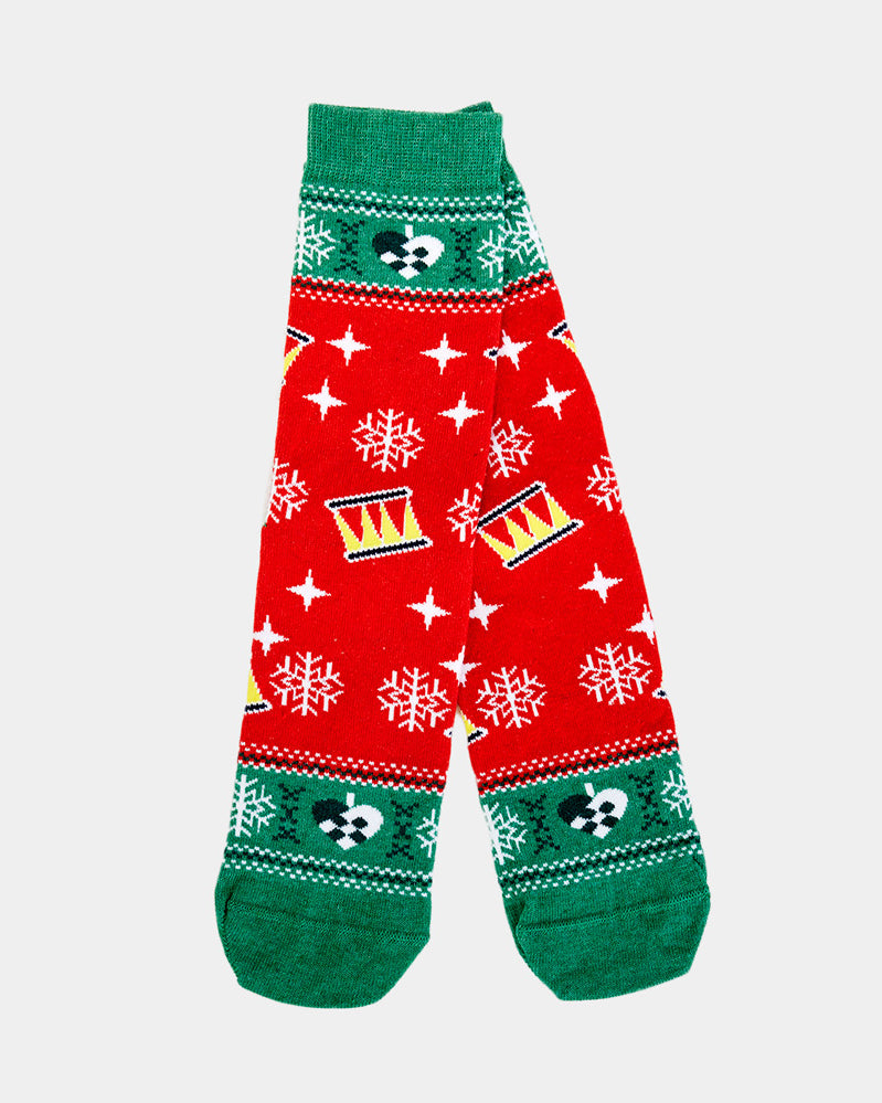 Red and Green Christmas Socks Unisex with Christmas Tree