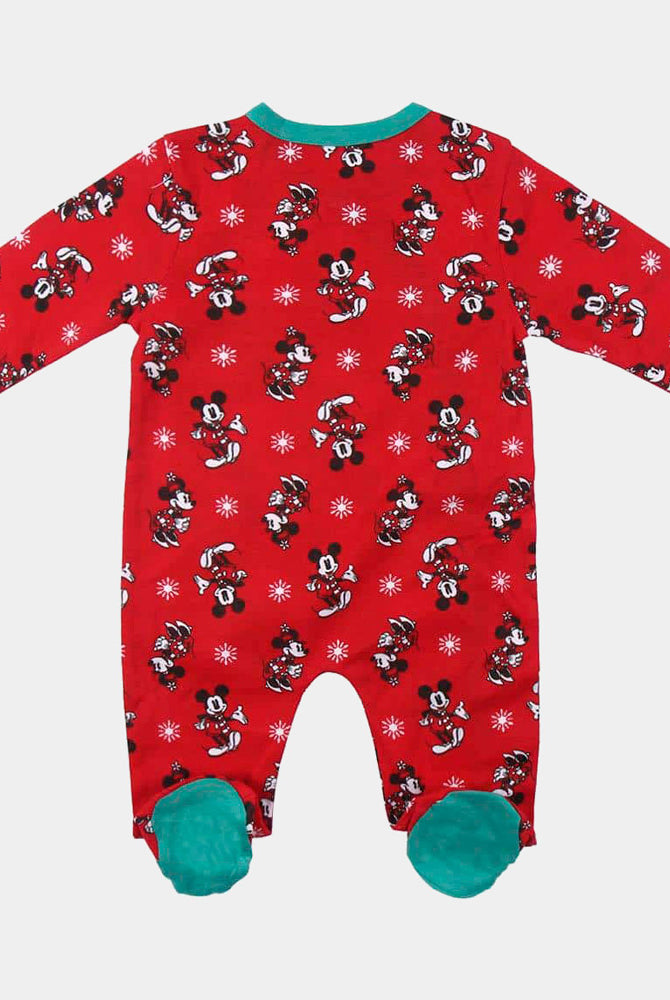red baby sleepsuit mickey back