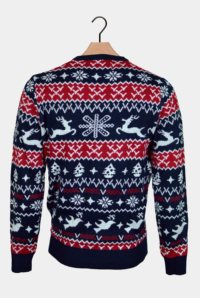 Red and Blue Strips Boys and Girls Christmas Jumper Back