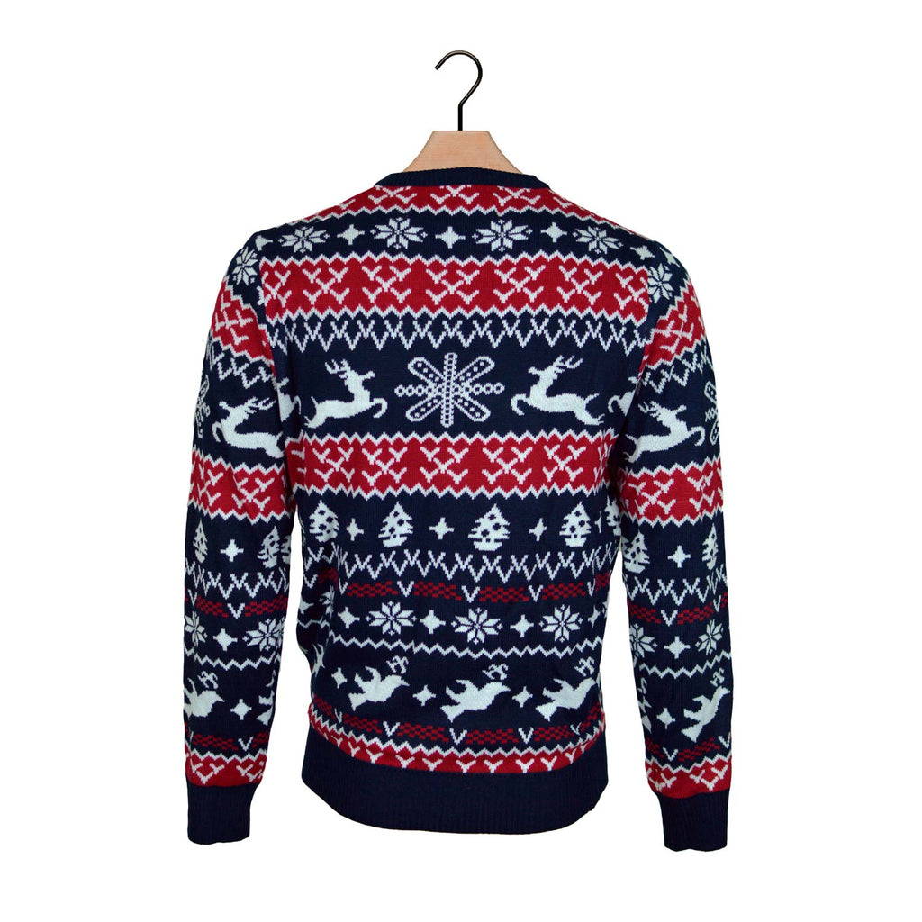 Red and Blue Strips Boys and Girls Christmas Jumper Back
