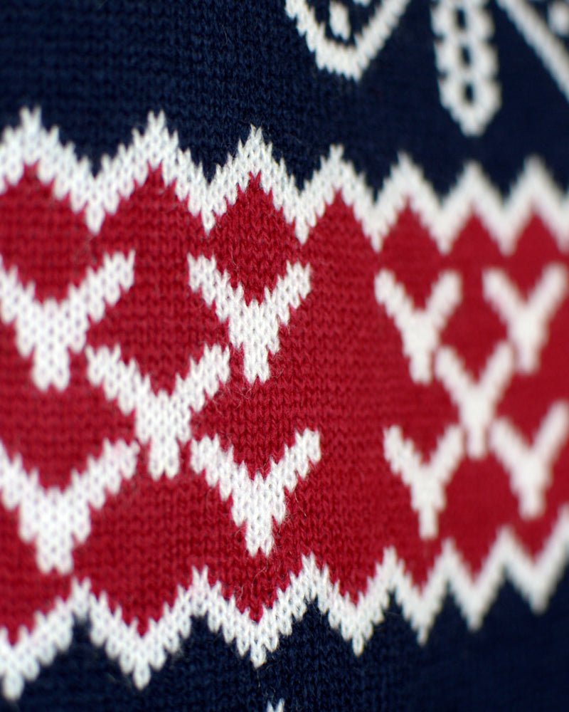 Red and Blue Strips Boys and Girls Christmas Jumper Detail