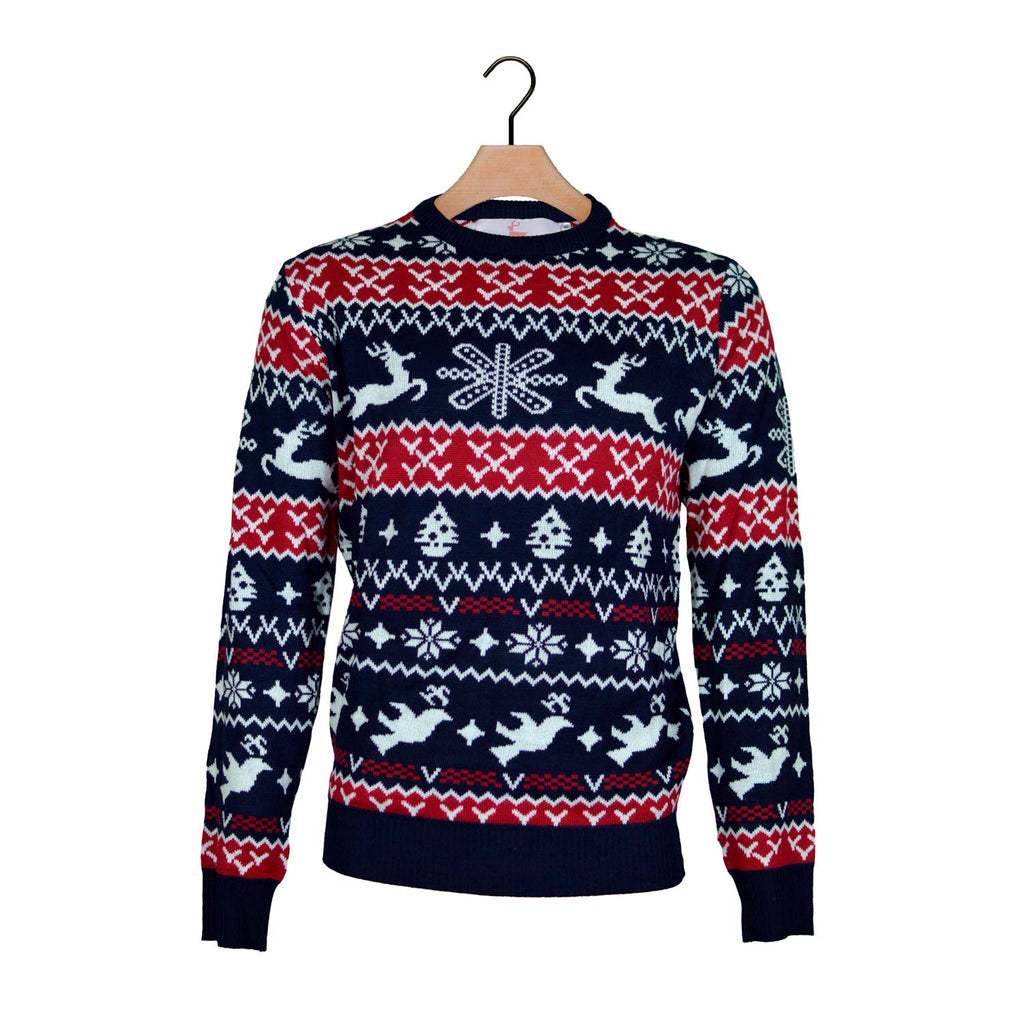 Red and Blue Strips Christmas Jumper