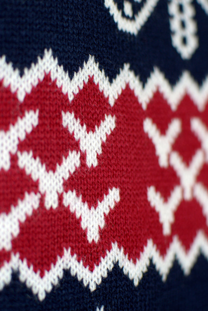 Red and Blue Strips Family Christmas Jumper Detail