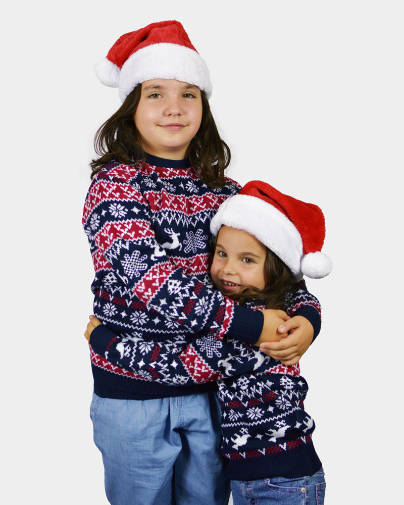 Red and Blue Strips Family Christmas Jumper Kids