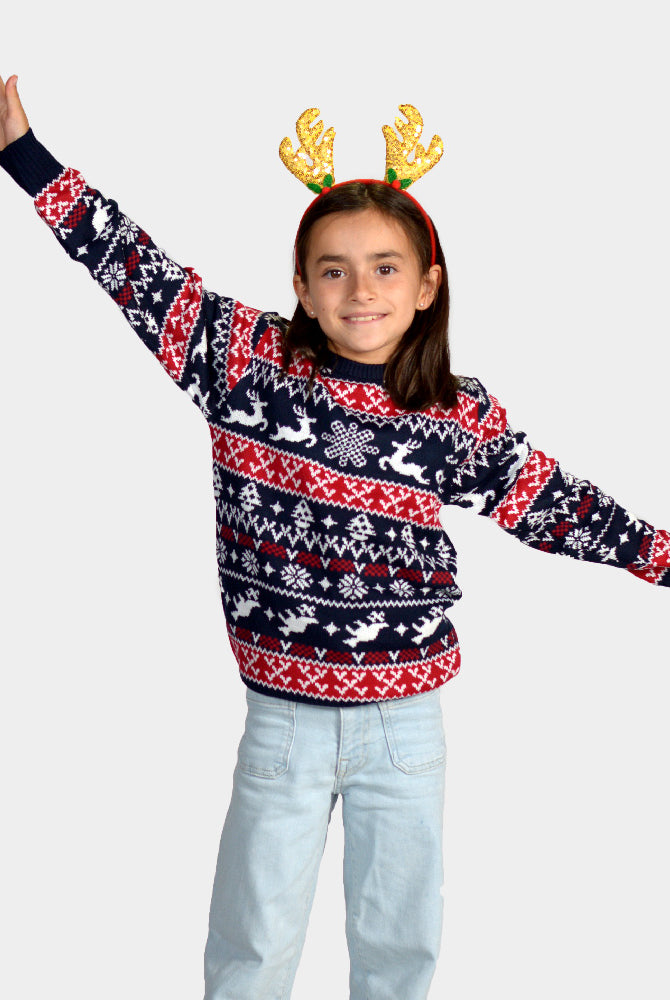 Red and Blue Strips Family Christmas Jumper Kids