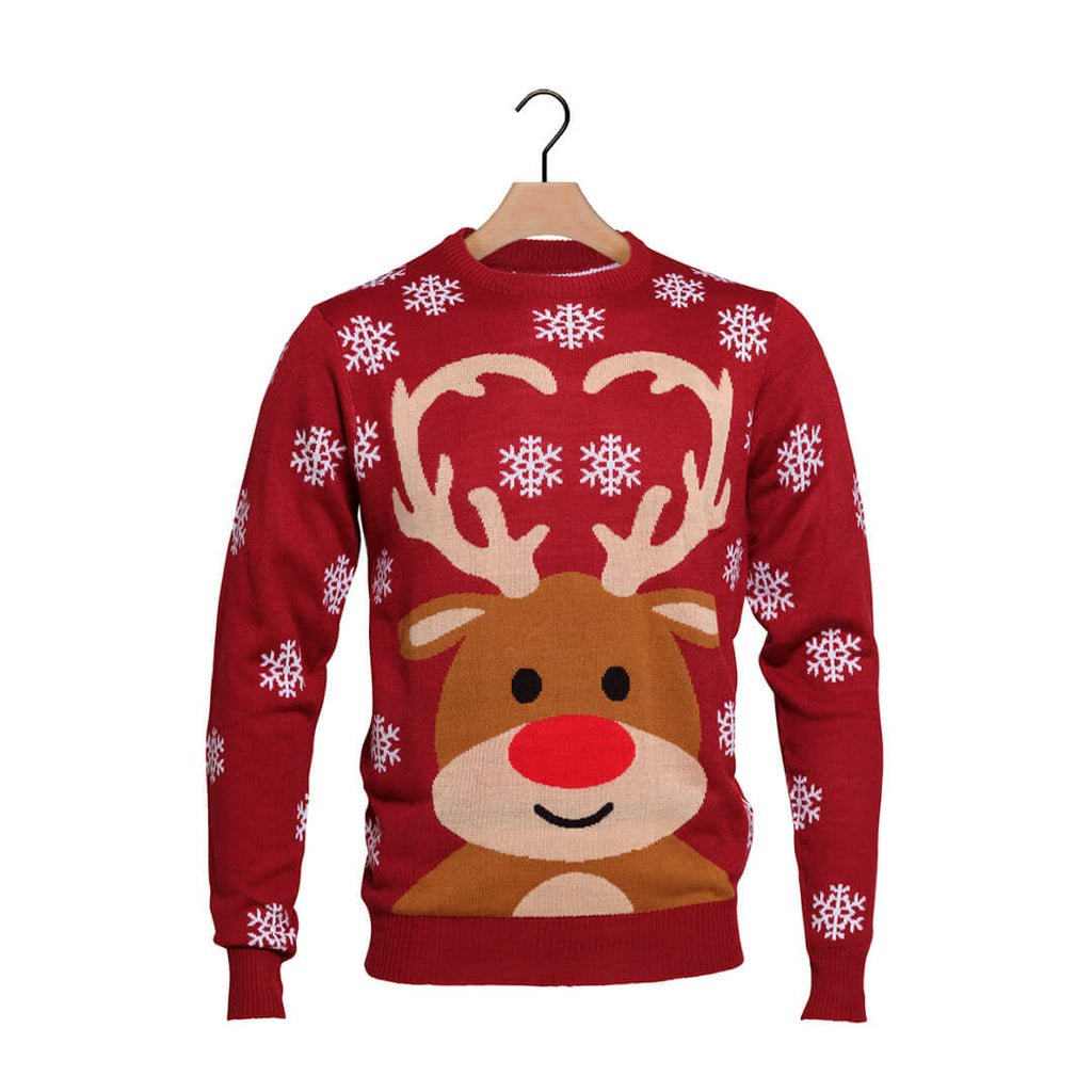 Red Boys and Girls Christmas Jumper with Rudolph the Reindeer