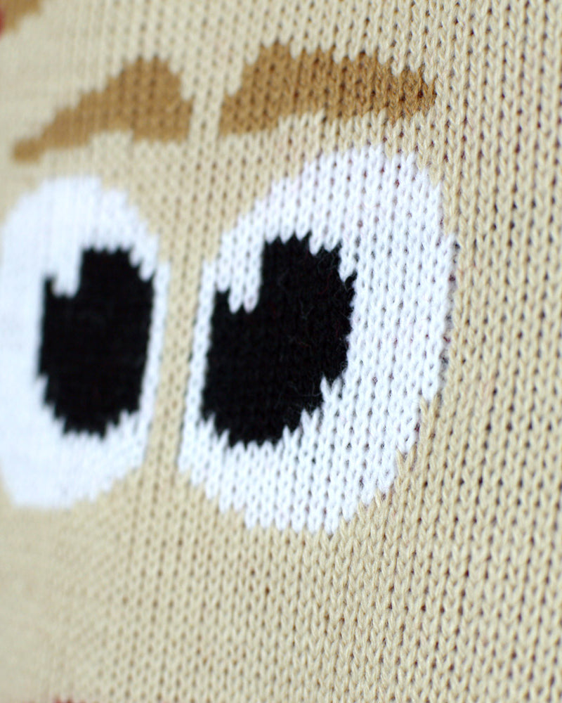 Red Christmas Jumper with Reindeer and Snow Detail