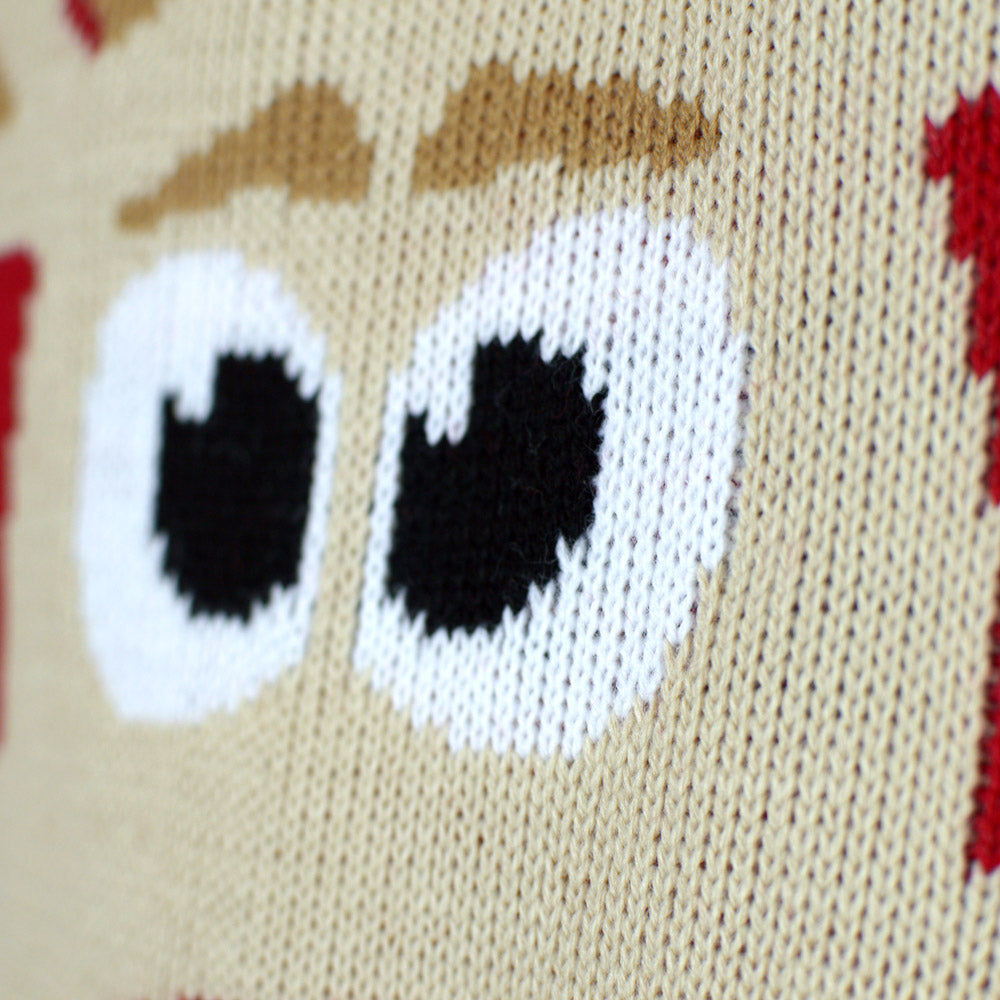 Red Christmas Jumper with Reindeer and Snow Detail