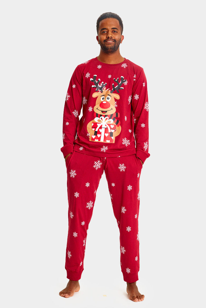 Red Christmas Pyjama for Family with Rudolph the Reindeer Mens
