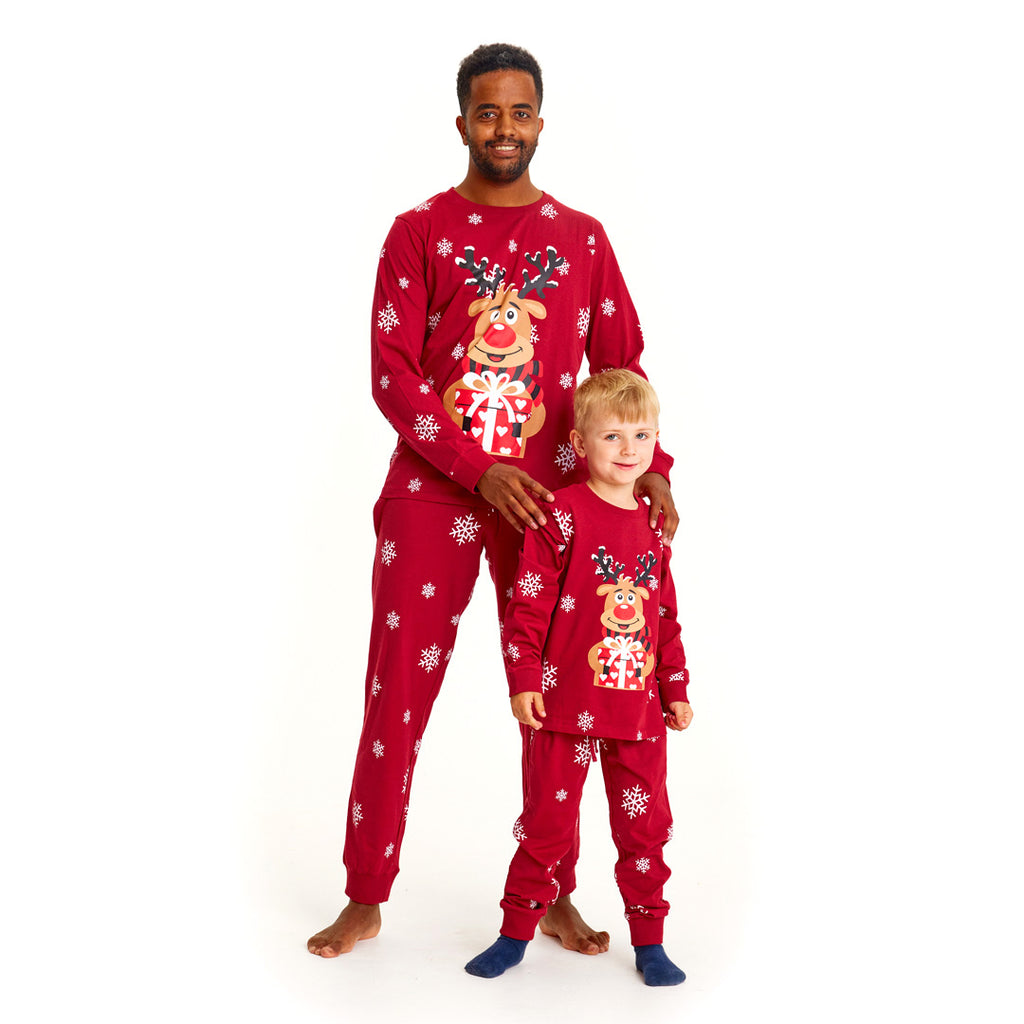 Red Christmas Pyjama for Family with Rudolph the Reindeer