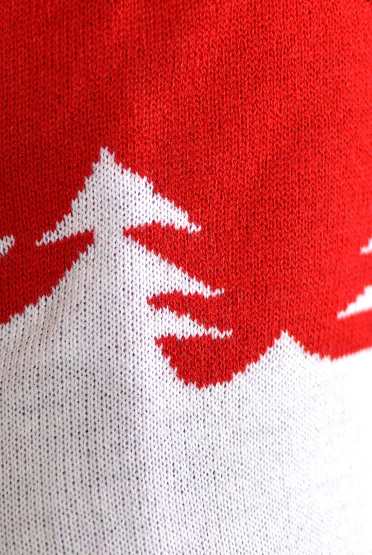 Red Family Christmas Jumper Reindeer with a Beer Detail Snow