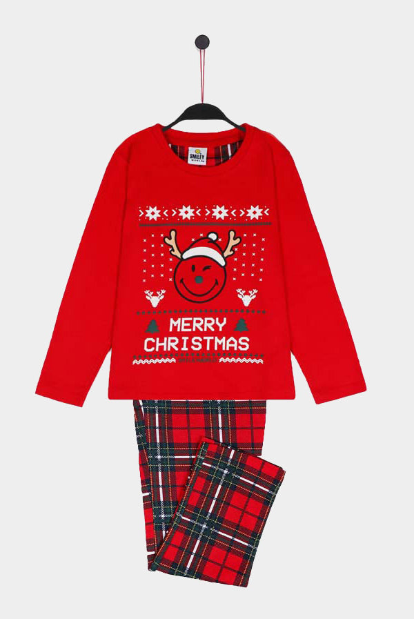 Red Girls Christmas Piyama Smile