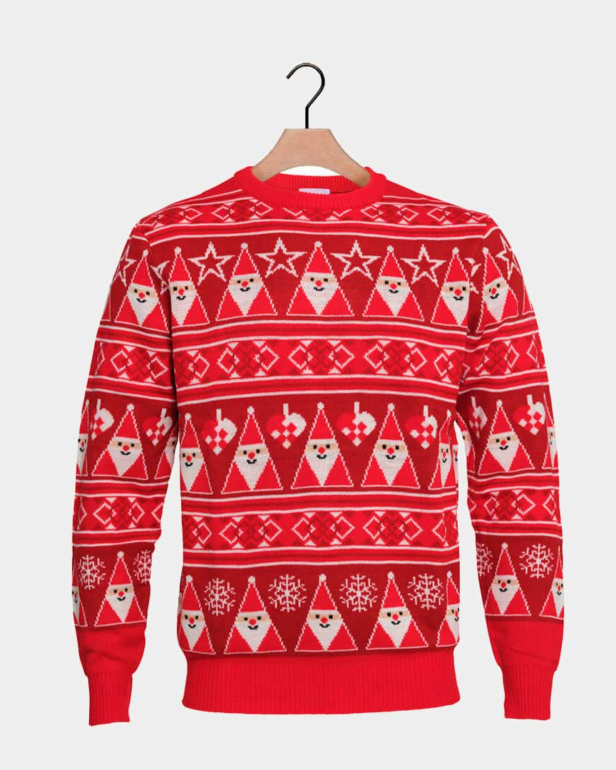 Red Strips Christmas Jumper with Santa Claus