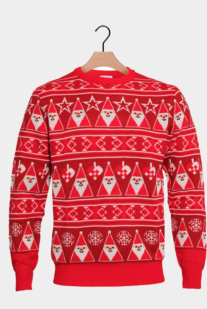 Red Strips Christmas Jumper with Santa Claus
