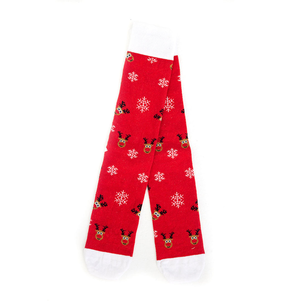 Red Unisex Christmas Socks with Rudolph the Reindeer
