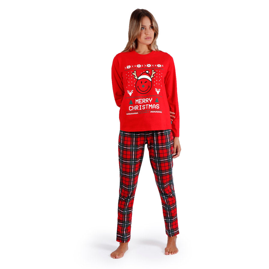 Red Womens Christmas Pyjama Smile