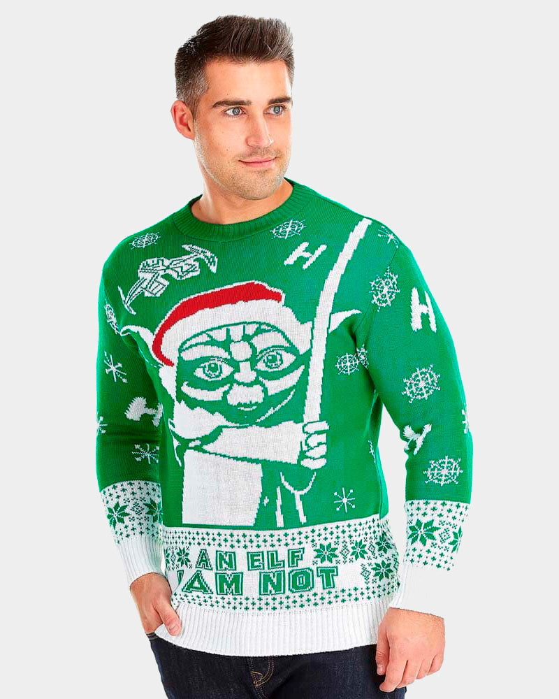 Star Wars Yoda Christmas Jumper Mens