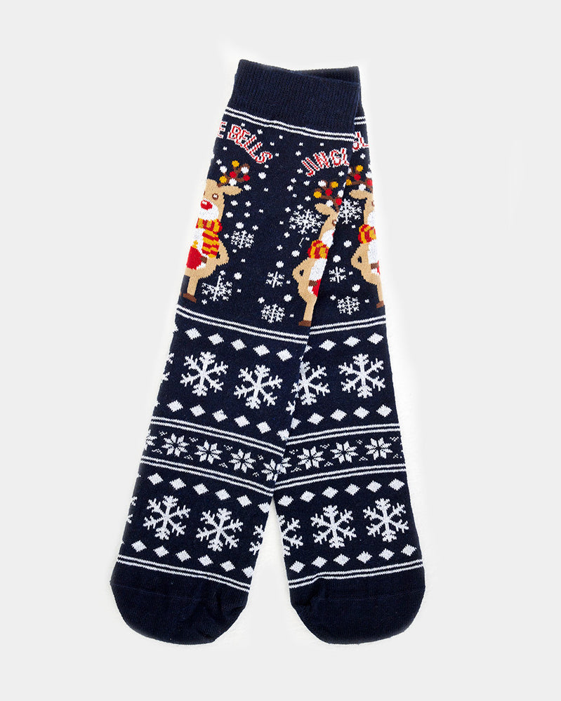 Unisex Christmas Socks with Rudolph and Snow