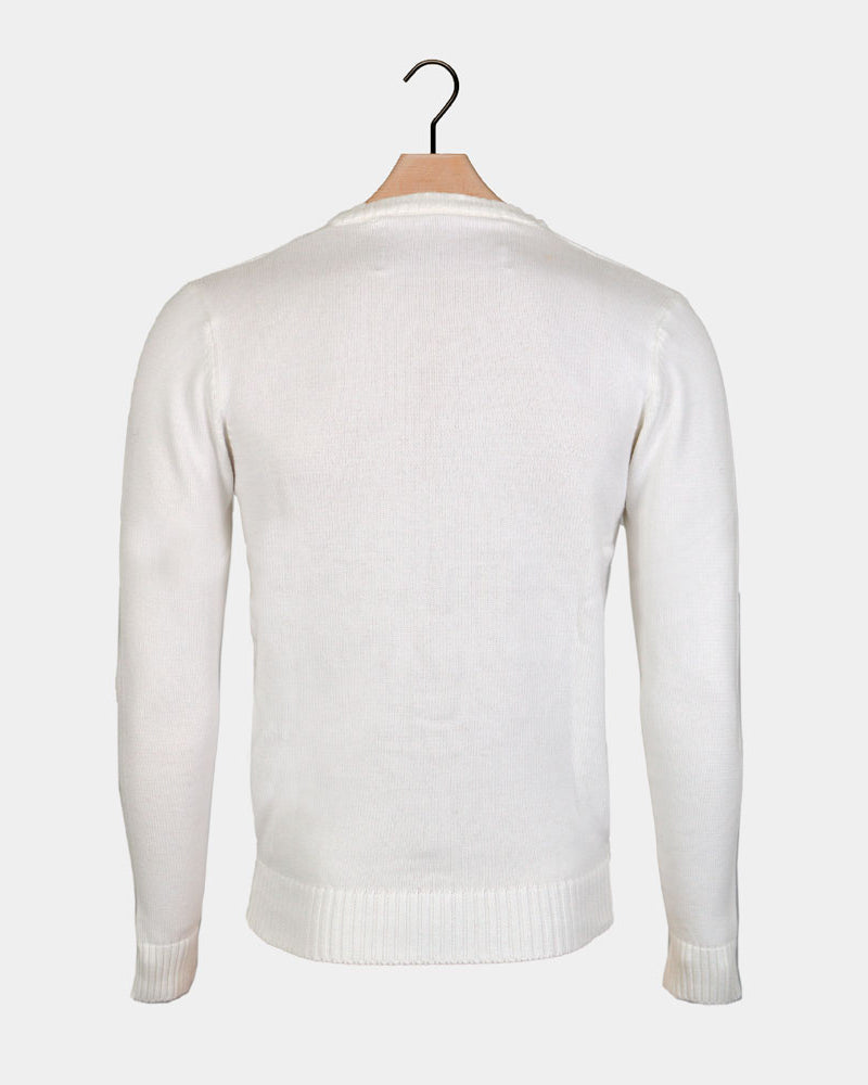 White 3D Christmas Jumper with Hairy Reindeer Back