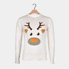 White 3D Family Christmas Jumper with Hairy Reindeer