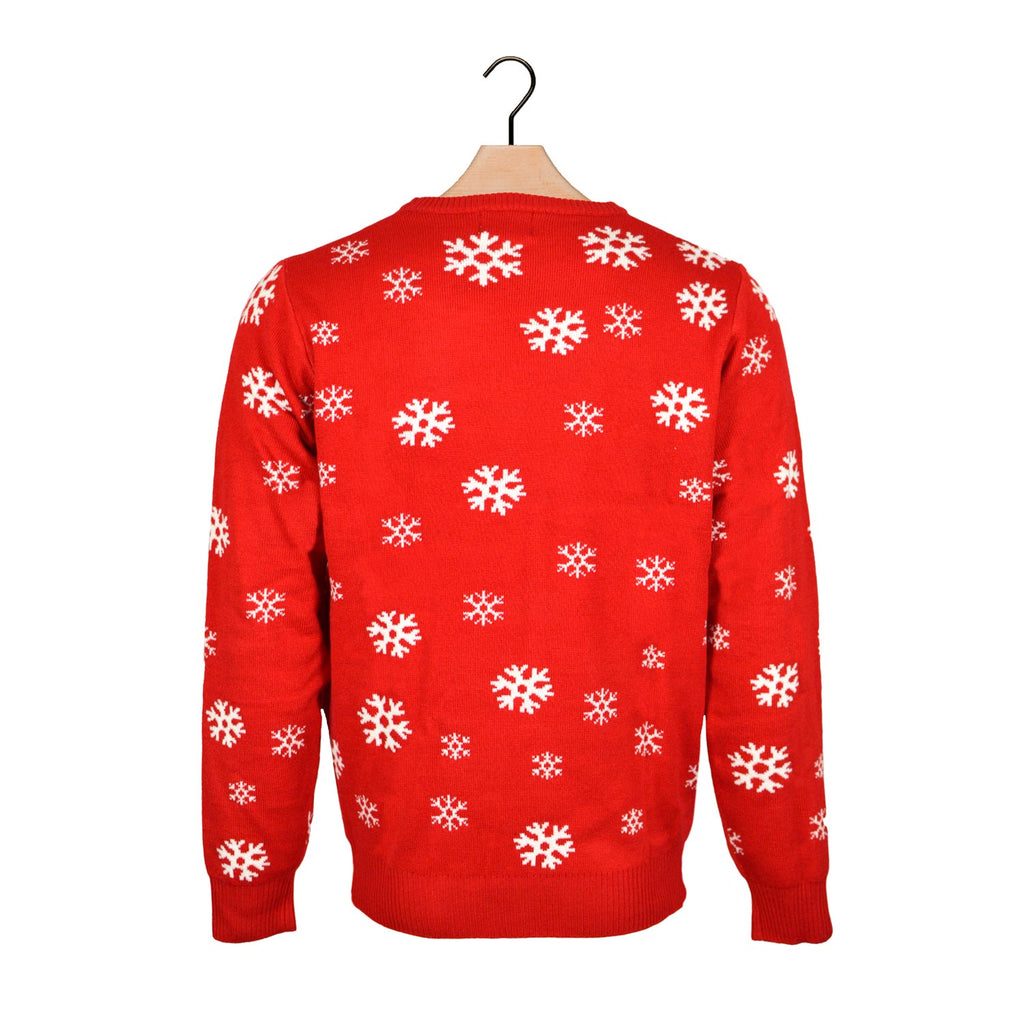 Red Family Christmas Jumper with Santa and Reindeer Greeting back
