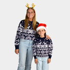 Matching Family Blue Christmas Jumper with Reindeer and Nordic Stars