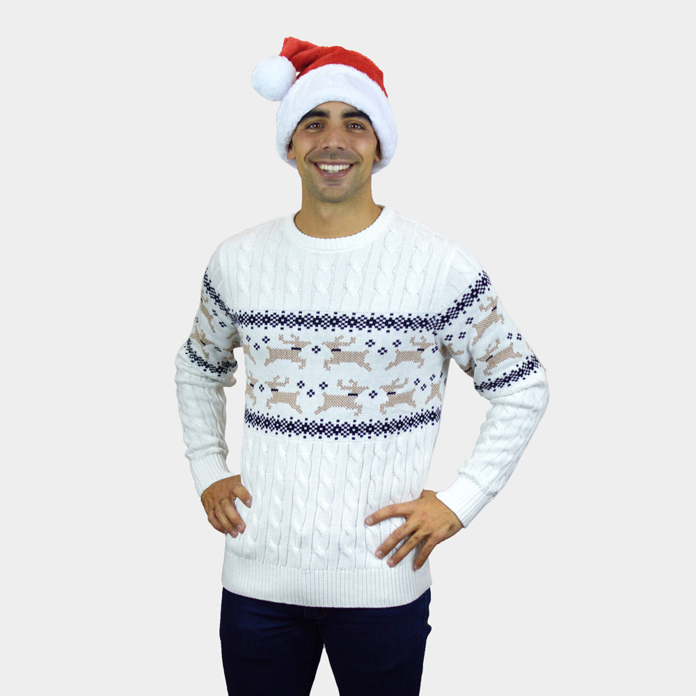 Alaska Classy White Family Christmas Jumper mens