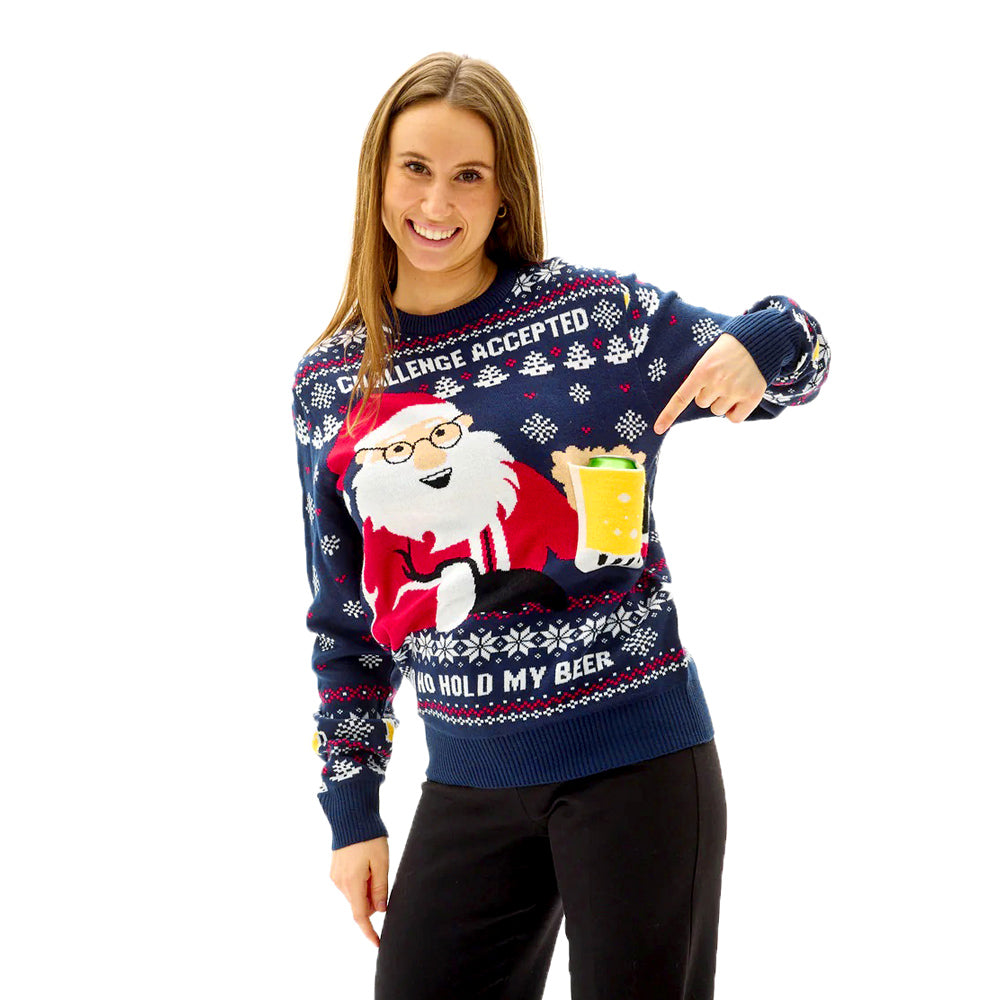 Christmas Jumper with Beer Pocket 3D womens