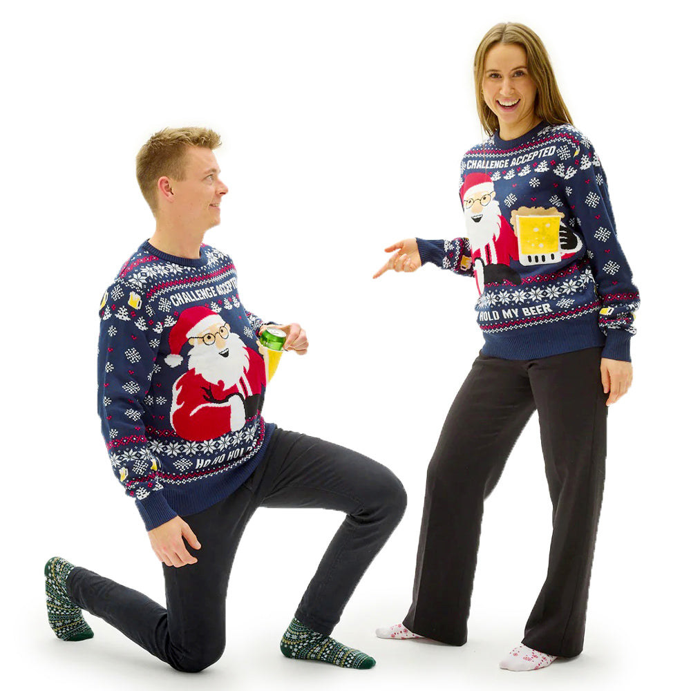 Christmas Jumper with Beer Pocket 3D couple