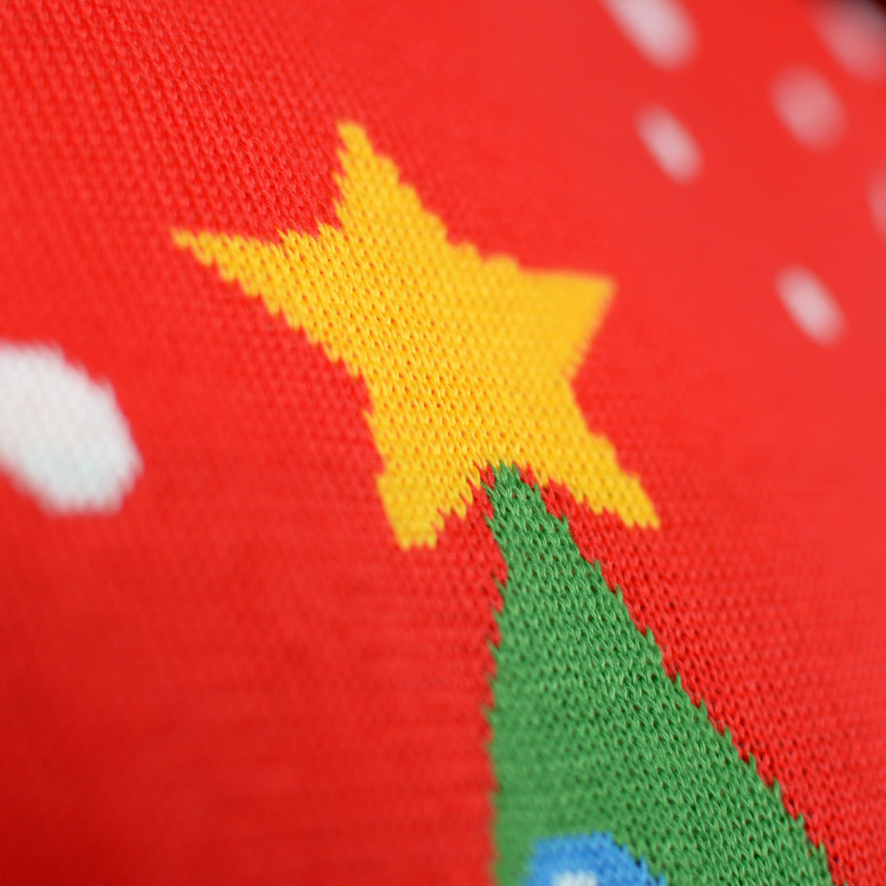 Christmas Tree Red Boys and Girls Christmas Jumper detail