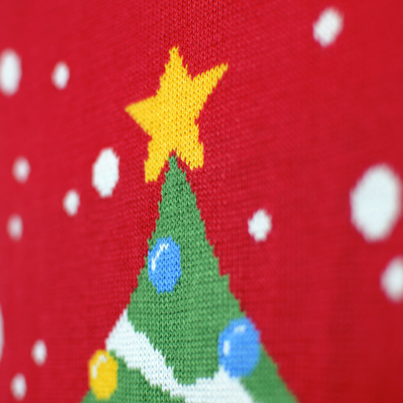 Christmas Tree Red Boys and Girls Christmas Jumper detail
