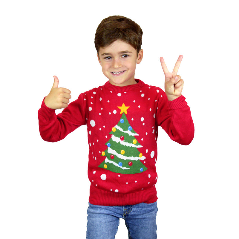 Christmas Tree Red Boys and Girls Christmas Jumper