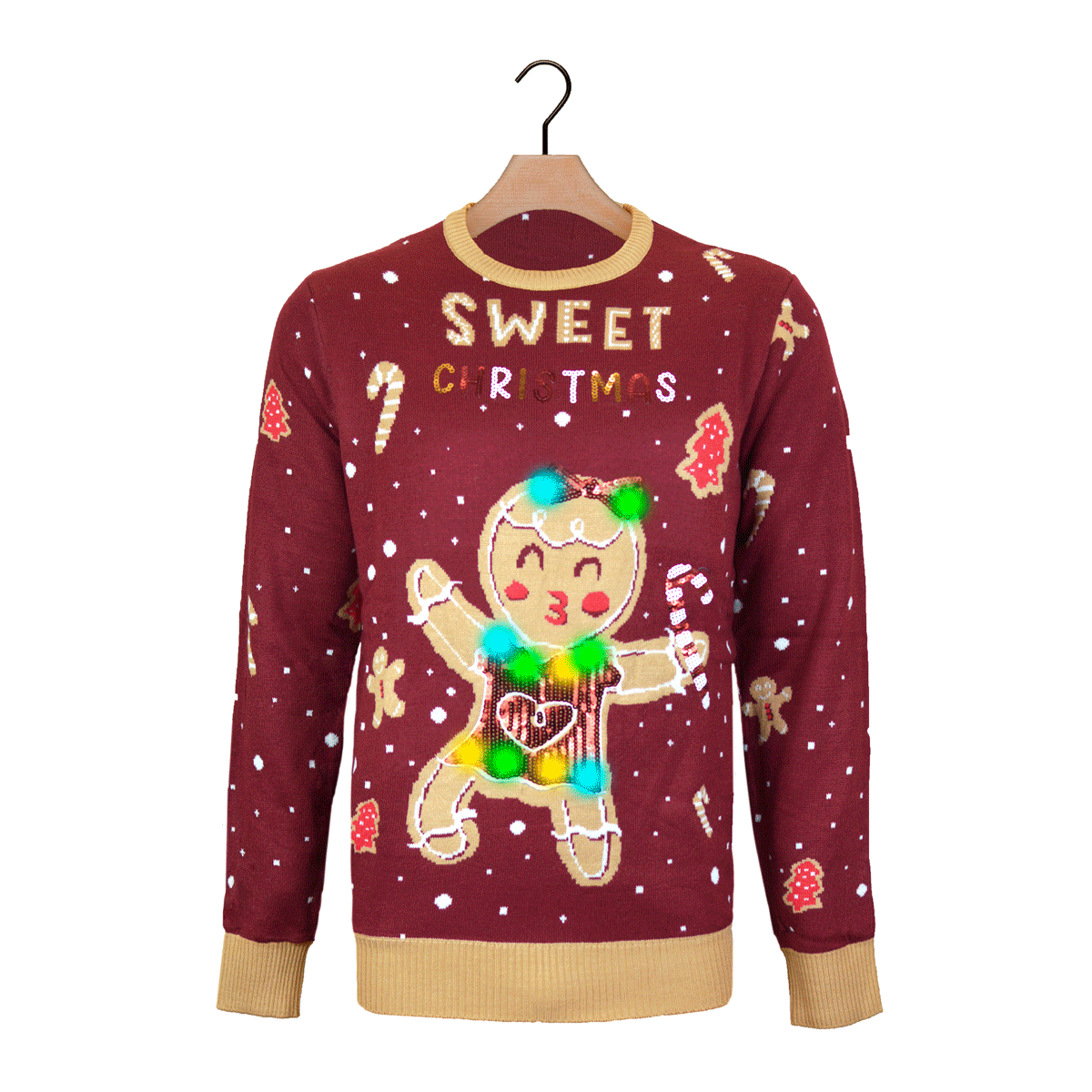 Red LED light-up Christmas Jumper with Ginger Cookie – Christmas Jumper ...