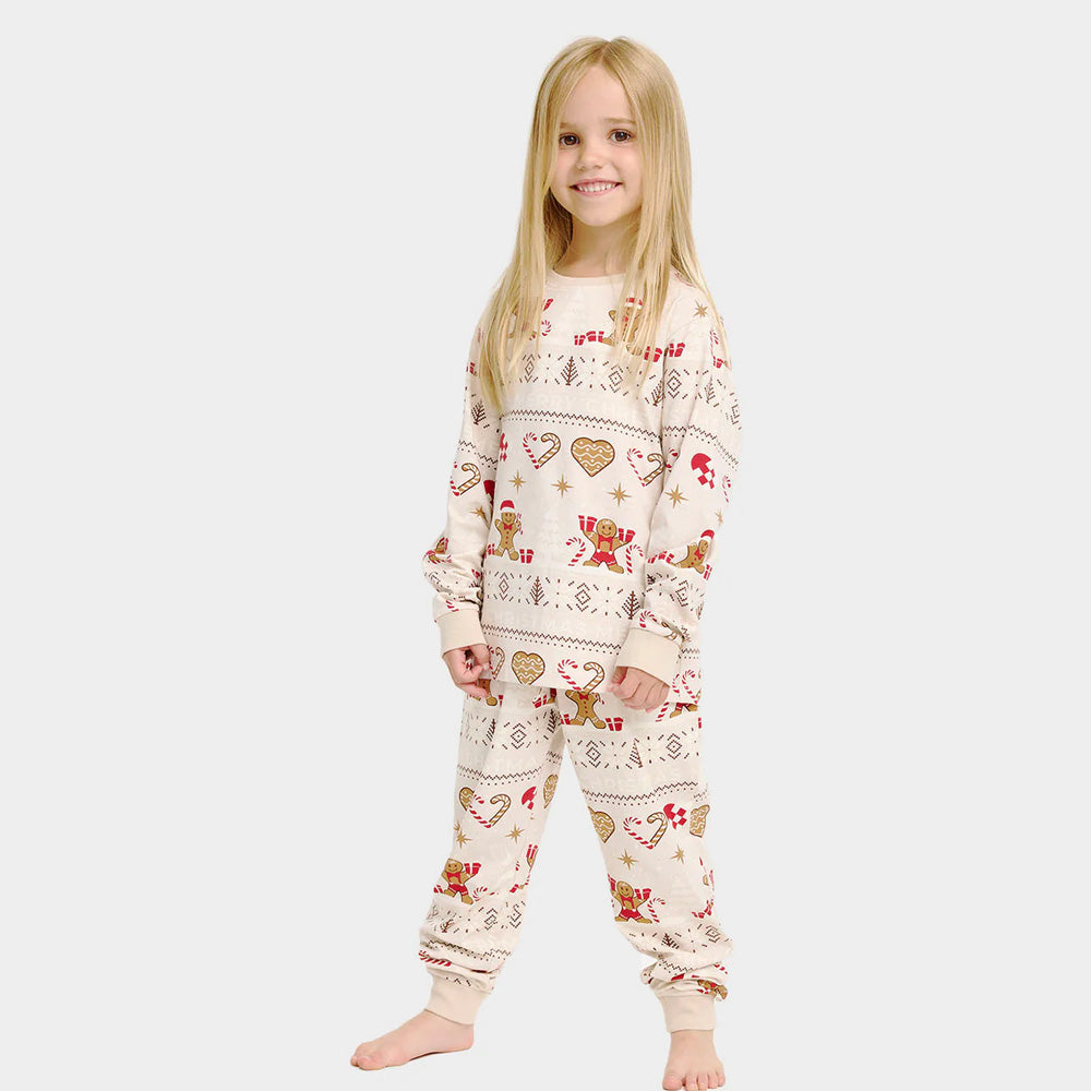 Beige Christmas Pyjama for Family Gingercookies Children
