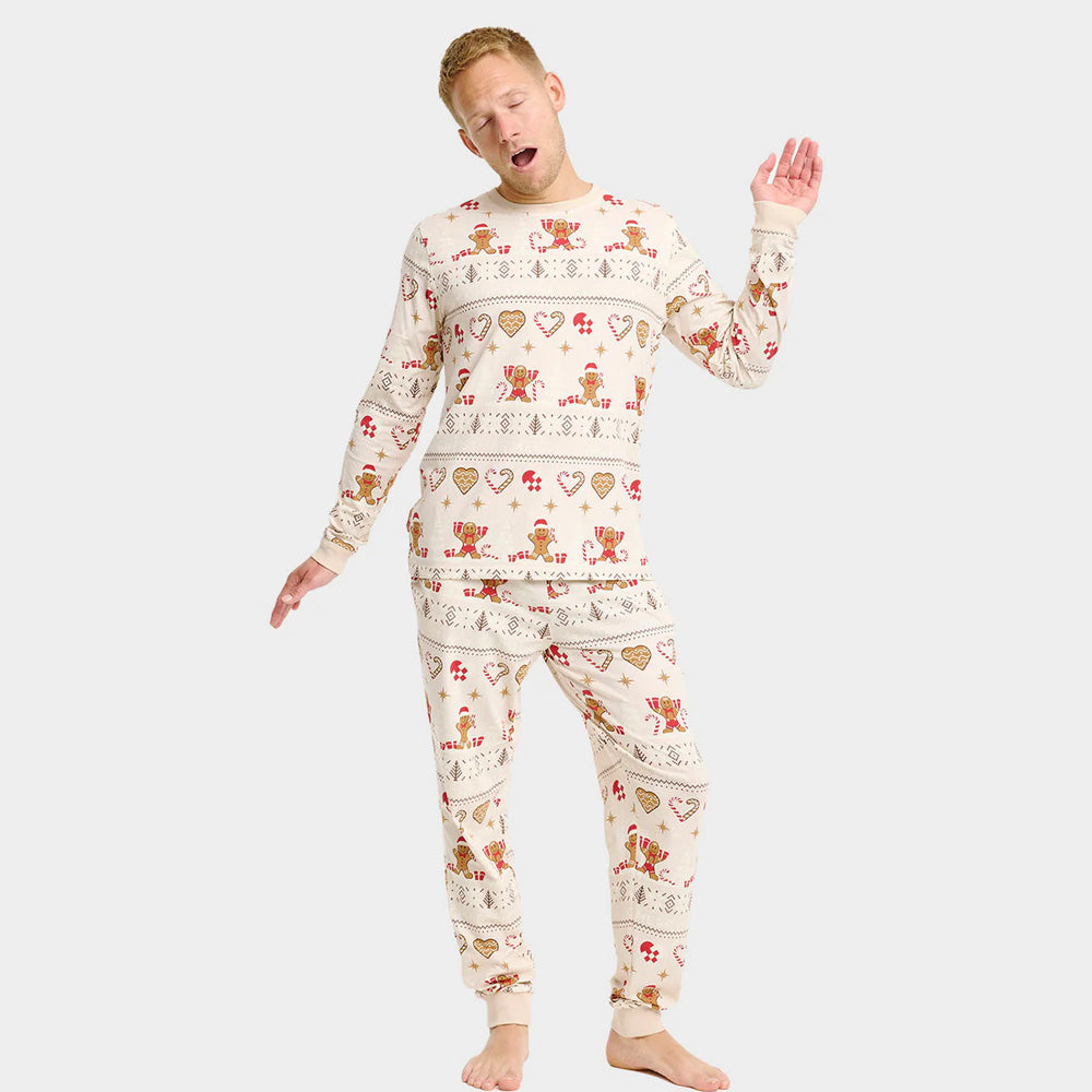 Beige Christmas Pyjama for Family Gingercookies Men
