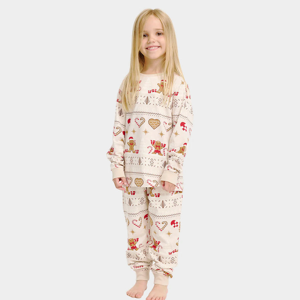 Beige Christmas Pyjama Children Gingercookies

