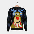 Blue 3D Men's Christmas Jumper Reindeer with Red Nosed