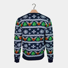 Reindeers and Trees Blue Couple's Cardigan Christmas Jumper