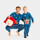 Blue Christmas Pyjama for Children with Rudolph the Reindeer Family